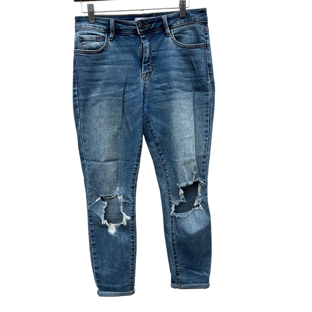 Carly Jean Los Angeles Womens Size 7 Blue Distressed Ripped Skinny Jeans Capsule